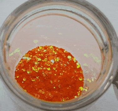 Oranje hologram hexagon glitter - 1-3 mm
