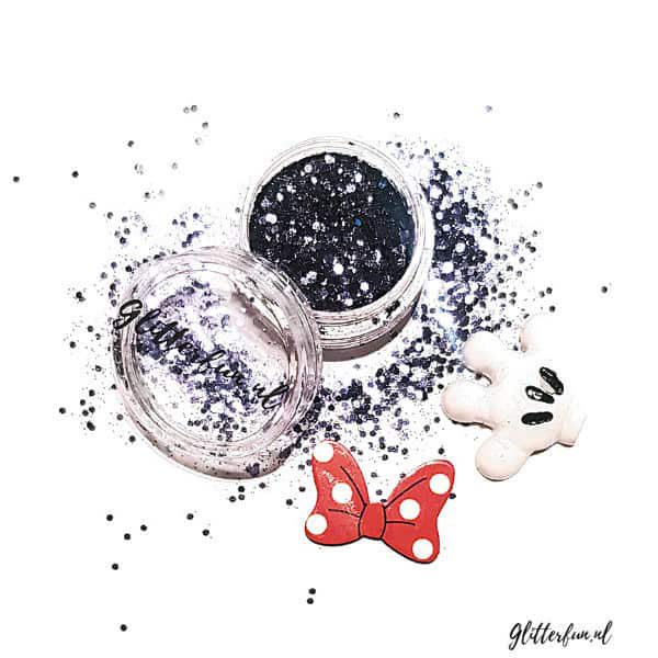 Disney glitter met Mickey Mouse handje en Minnie Mouse strik