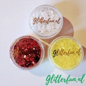 Oeteldonk glitter – rood, wit en geel