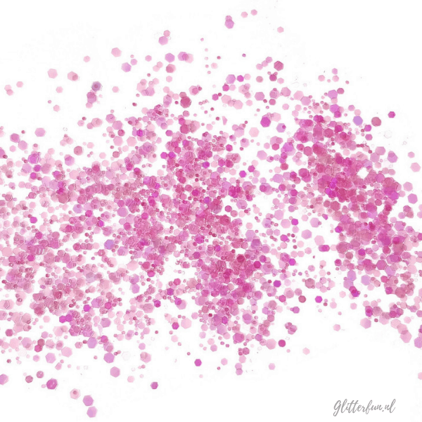 Roze transparant hexagon glitter - 1-3 mm