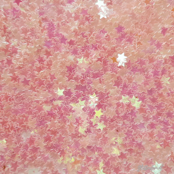 Roze sterren glitter, semi transparant met verschillende licht invallen