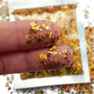 Goud hologram glitter hexagon – 1-3 mm