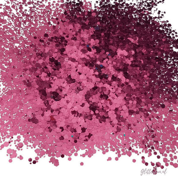CG018 Roze/fuchsia hexagon glitter - 1-3 mm
