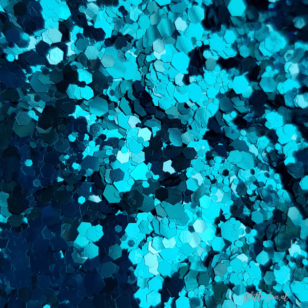 Verzwakken compressie bout Blauw hexagon glitter – 1-3 mm – Glitterfun
