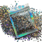Zilver glitters, hologram hexagon – 1-3 mm