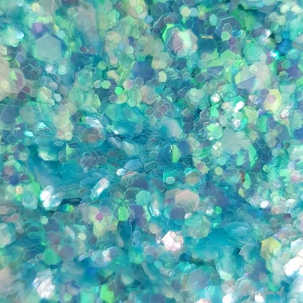 Lichtblauw hexagon glittermix - 1-3 mm