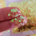Geel transparante hexagon glittermix – 1-3 mm