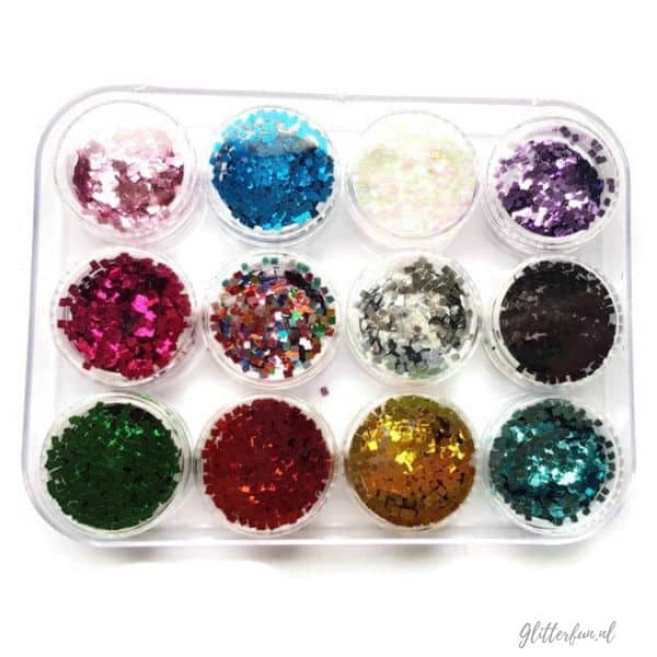 doosje met vierkante glitters