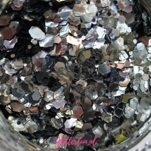 Zilver glitters, hexagon – 1-3 mm
