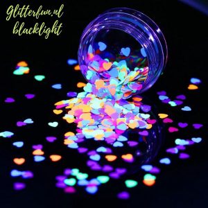 Neon hartjes glitter – blacklight