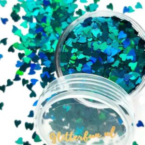 Blauwe hartjes glitter