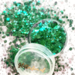 Donkergroen transparant hexagon glitter – 1-3mm