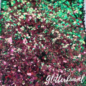 Roze groen kameleon glittermix