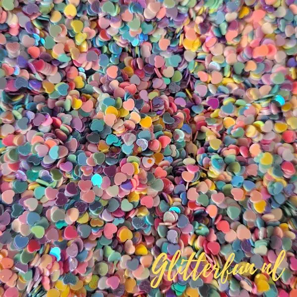 Pastelkleurige Hartjes Confetti - Blacklight Effect