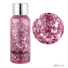 flesje met roze glittergel met verschillende vormen glitter