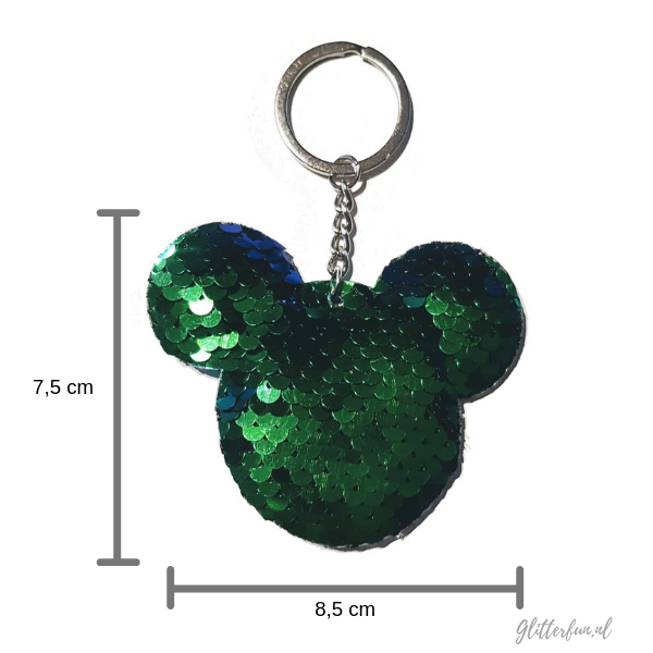Disney, Mickey Mouse sleutelhanger met blauw groene pailetten