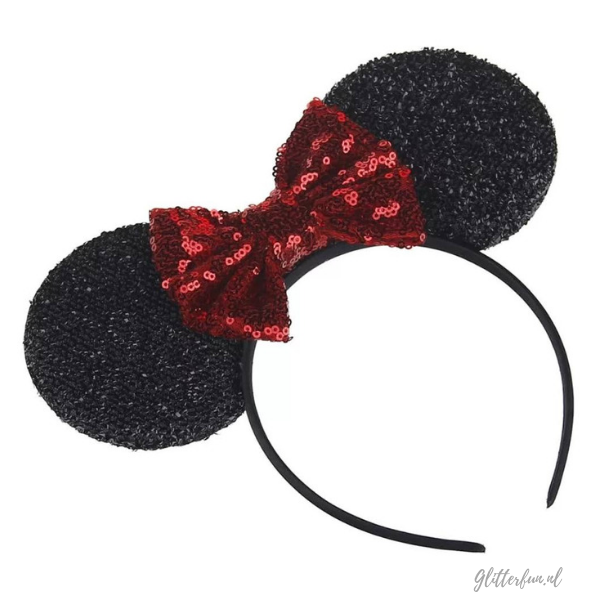 Minnie Mouse diadeem met rode strik en glitter