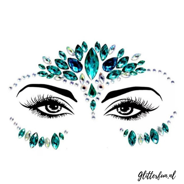 Blauw en zilver Jasmine - gezichtssticker