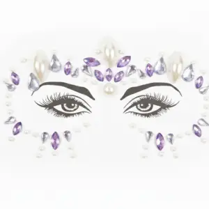 Face gems “Purple Majesty” – luxe gezichtsedelstenen met parels